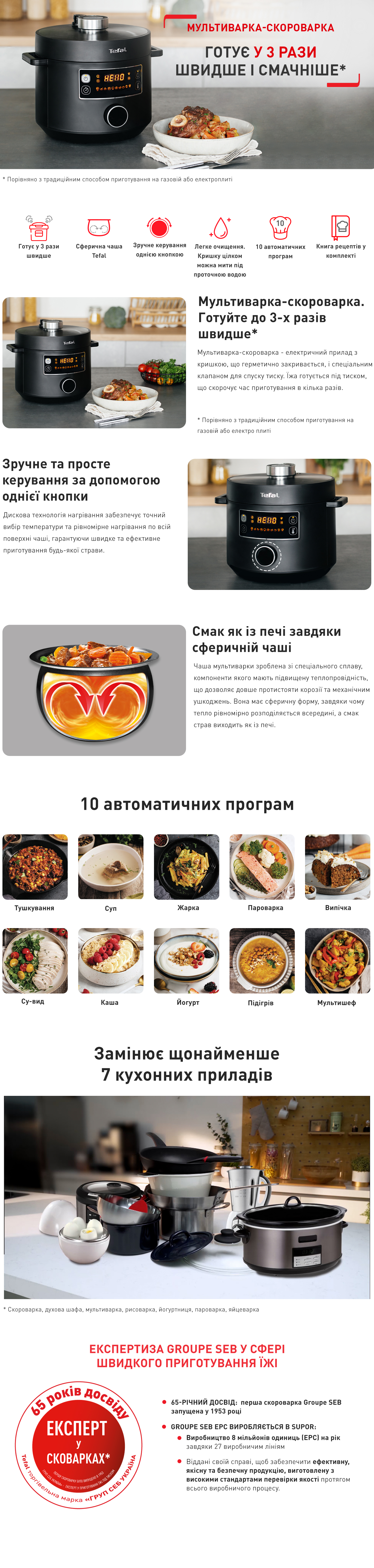 Мультиварка-скороварка Tefal TURBO CUISINE CY754830