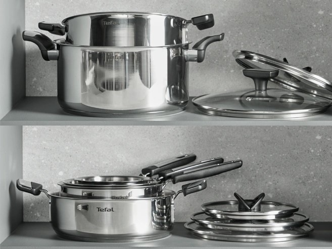 Каструлі Tefal, що компактно зберігаються