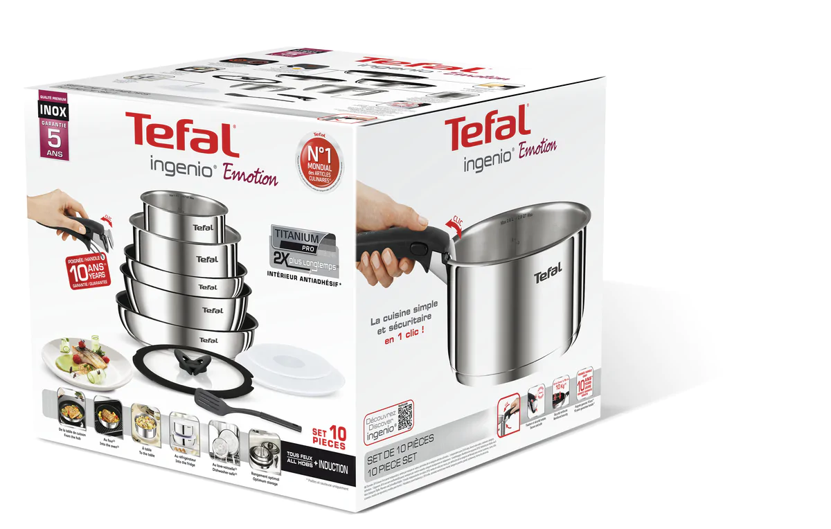 Набір посуду з 10 предметів Tefal INGENIO Emotion L925SA14