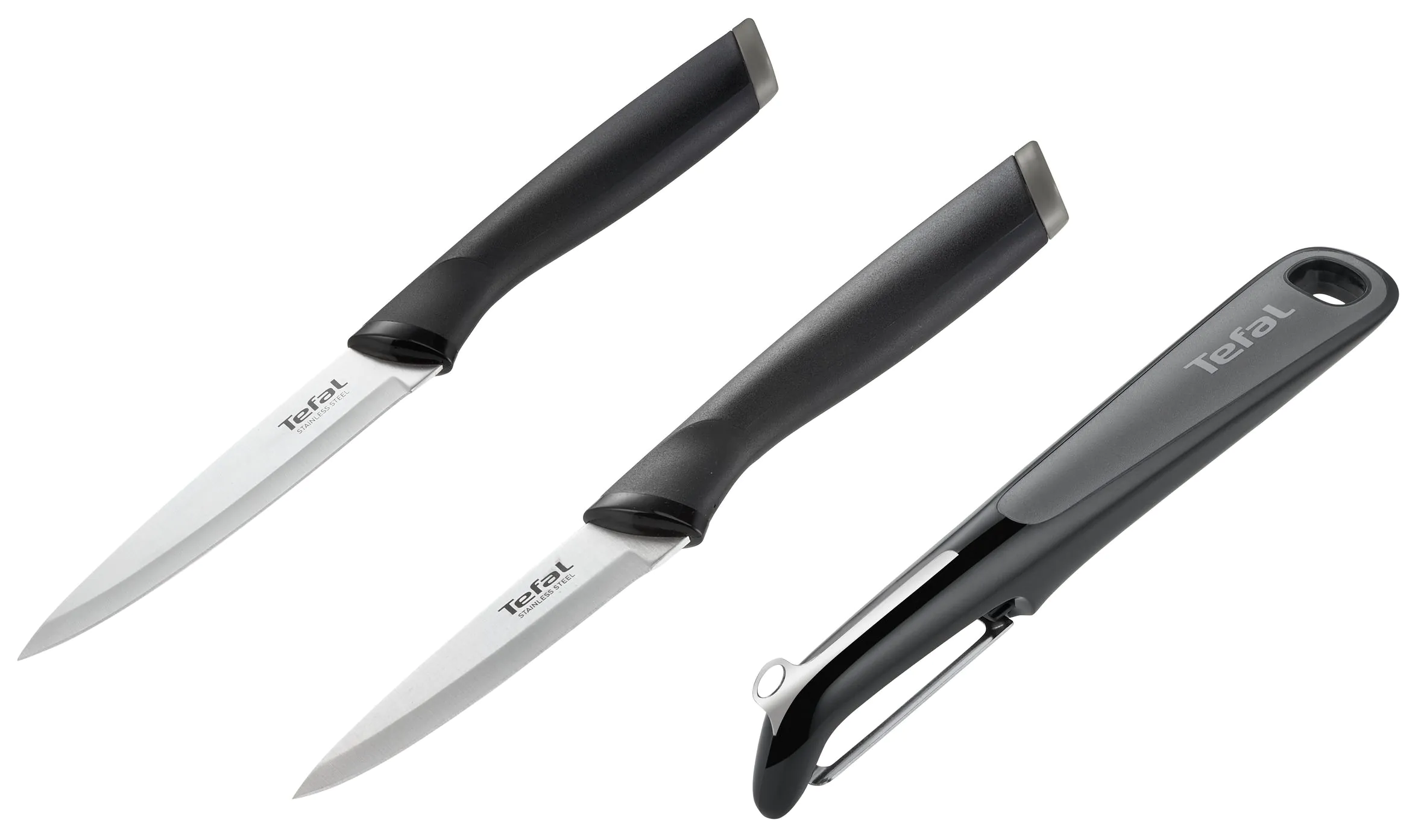 Набір ножів Tefal Essential з 3 предметів: ніж для овочів 9 см, ніж універсальний 12 см, овочечистка K2213S55