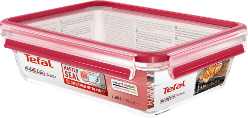 Форма для запікання квадратна з кришкою Tefal MasterSeal Glass скло 800 мл N1041410