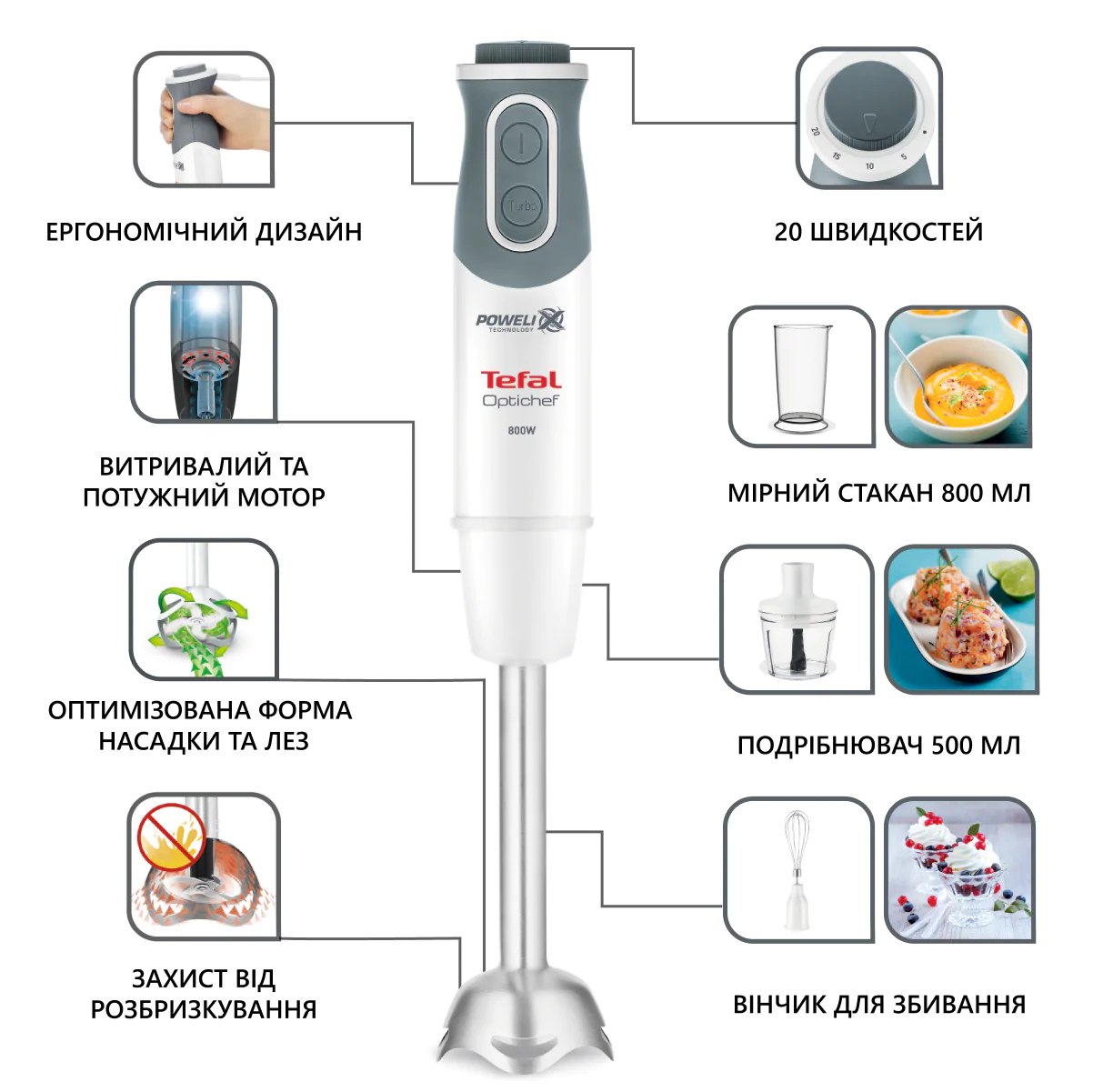 Блендер заглибний Tefal OPTICHEF HB643138