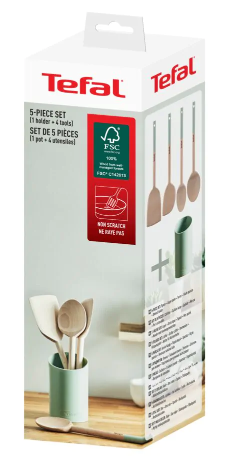 Набір дерев'яних кухонних аксесуарів з підставкою Tefal Natura K270S504