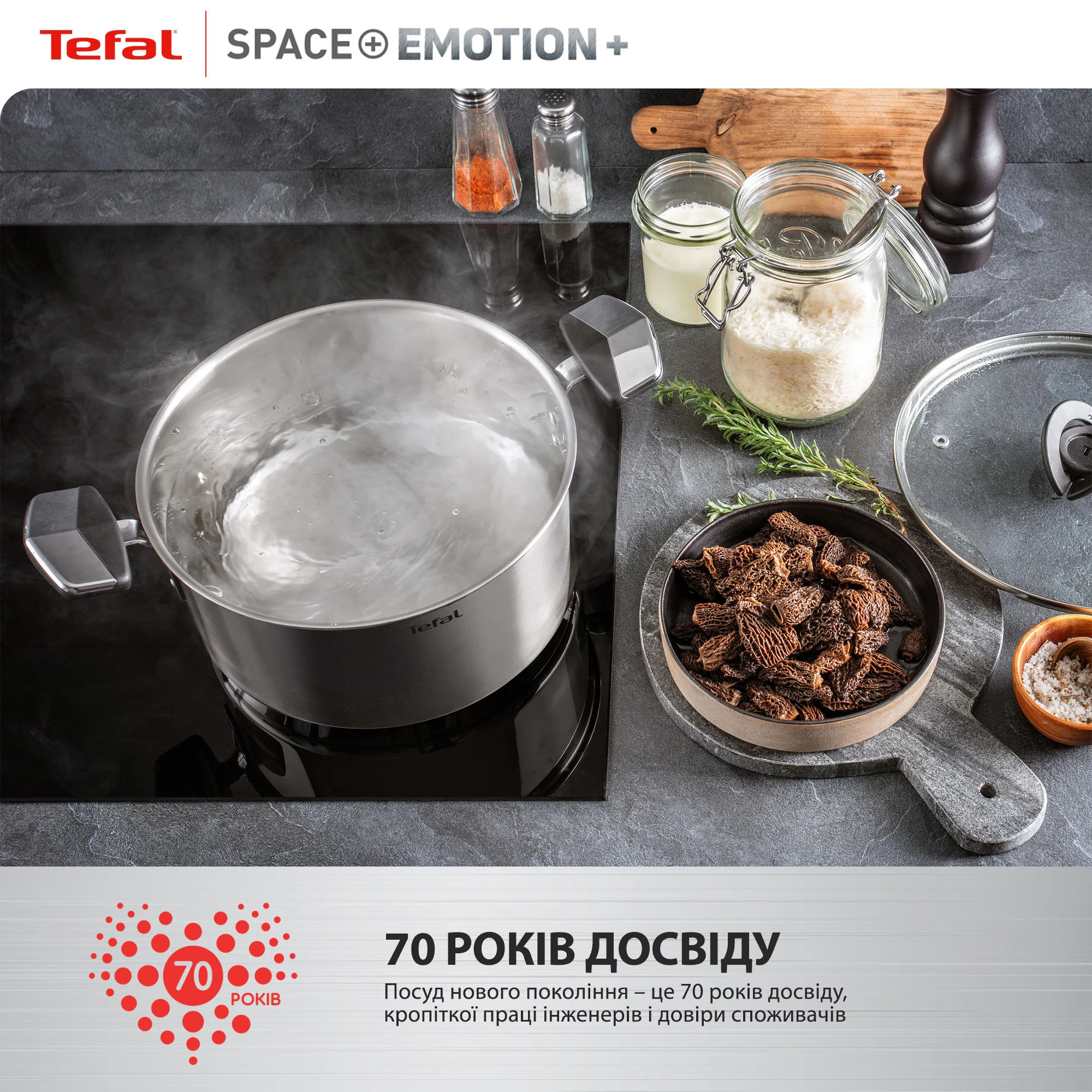 Каструля Tefal Space+ Emotion+ 22 см (6,4 л) E3286145