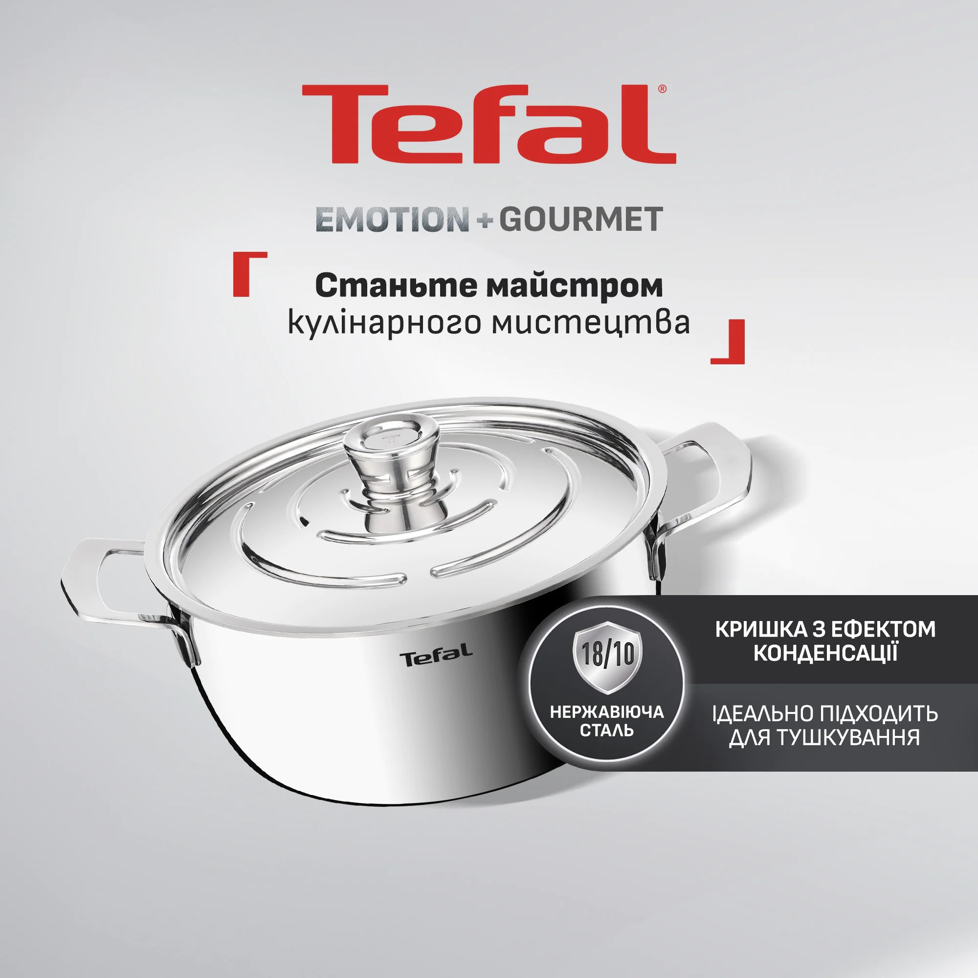 Каструля з кришкою Tefal Emotion+ Gourmet 24 см (4,4 л) E3394655