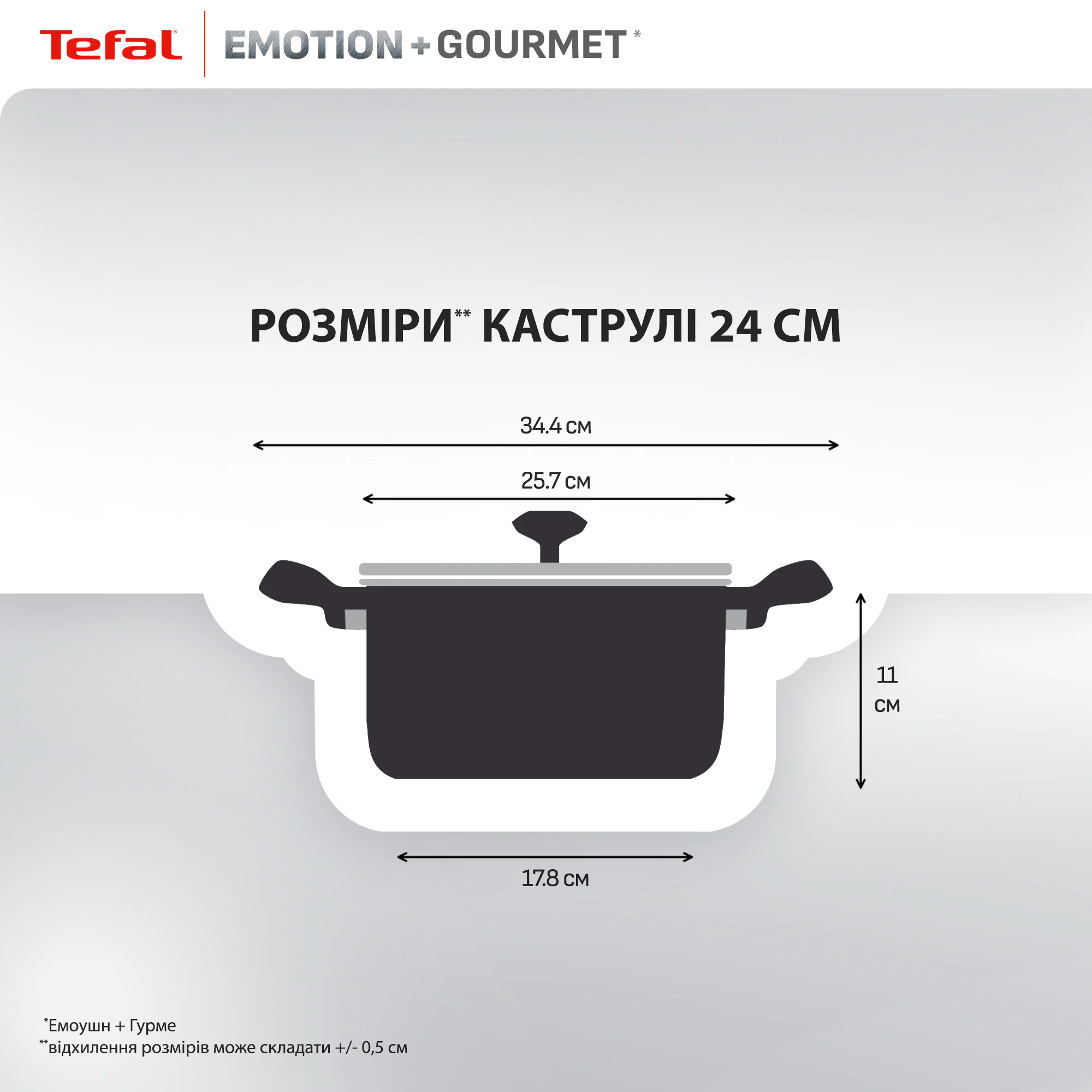 Каструля з кришкою Tefal Emotion+ Gourmet 24 см (4,4 л) E3394655