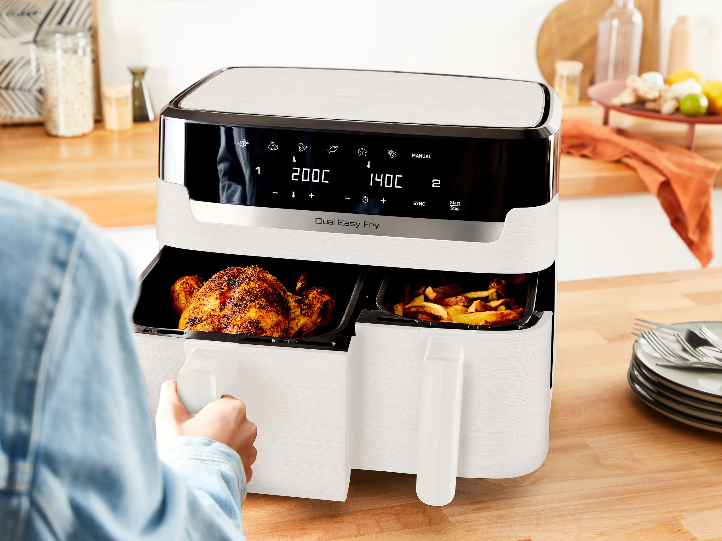 Мультипіч (Аерогриль) TEFAL Dual Easy Fry EY901AE0