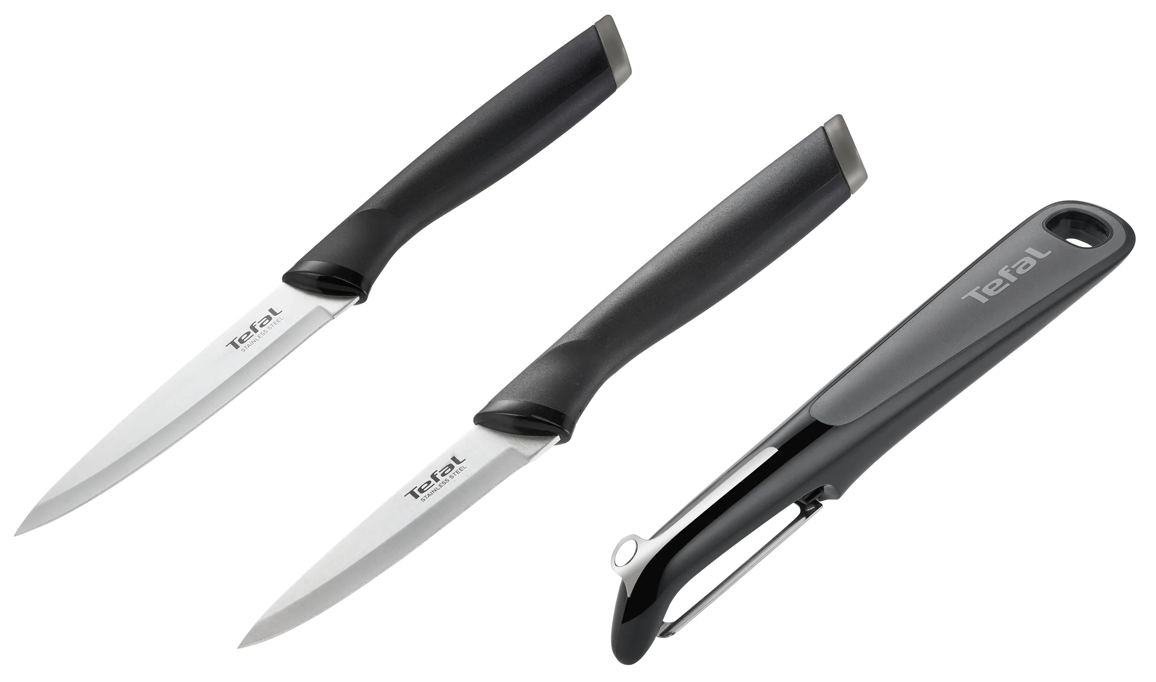 Набір ножів Tefal Essential з 3 предметів: ніж для овочів 9 см, ніж універсальний 12 см, овочечистка K2213S55