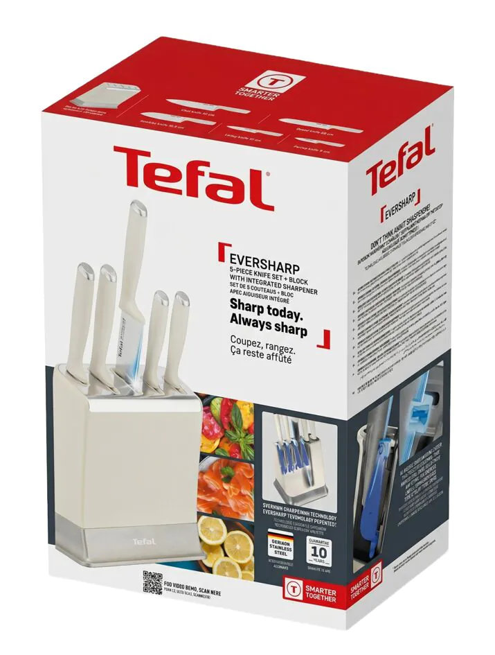 Набір ножів Tefal EverSharp Pro 5 предметів + блок з вбудованою системою заточування K2979644