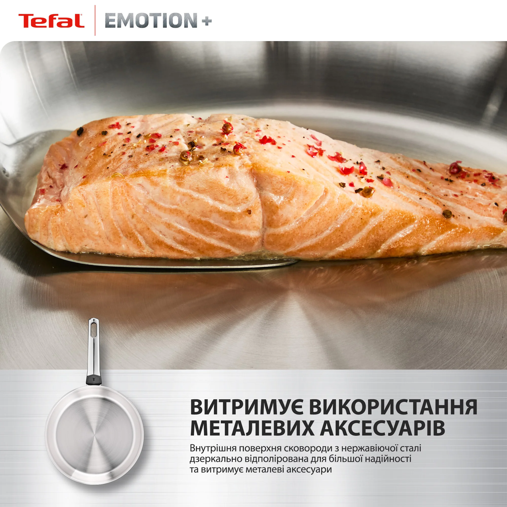Сковорода Tefal Emotion+ Stainless Steel 24 см E3350445
