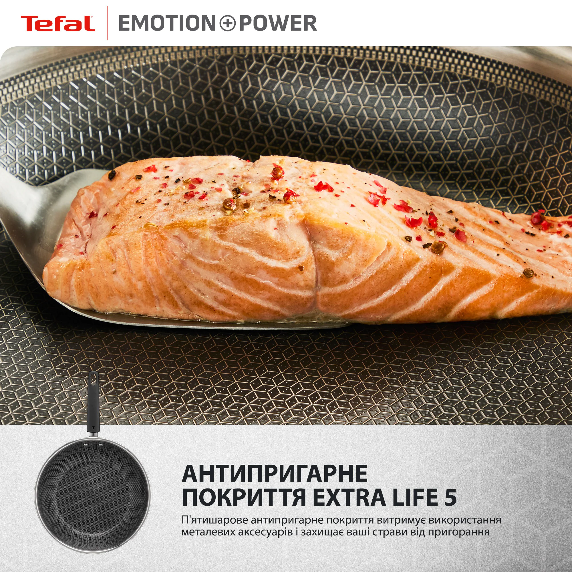 Сковорода Tefal Emotion+ Power 28 см E3410655