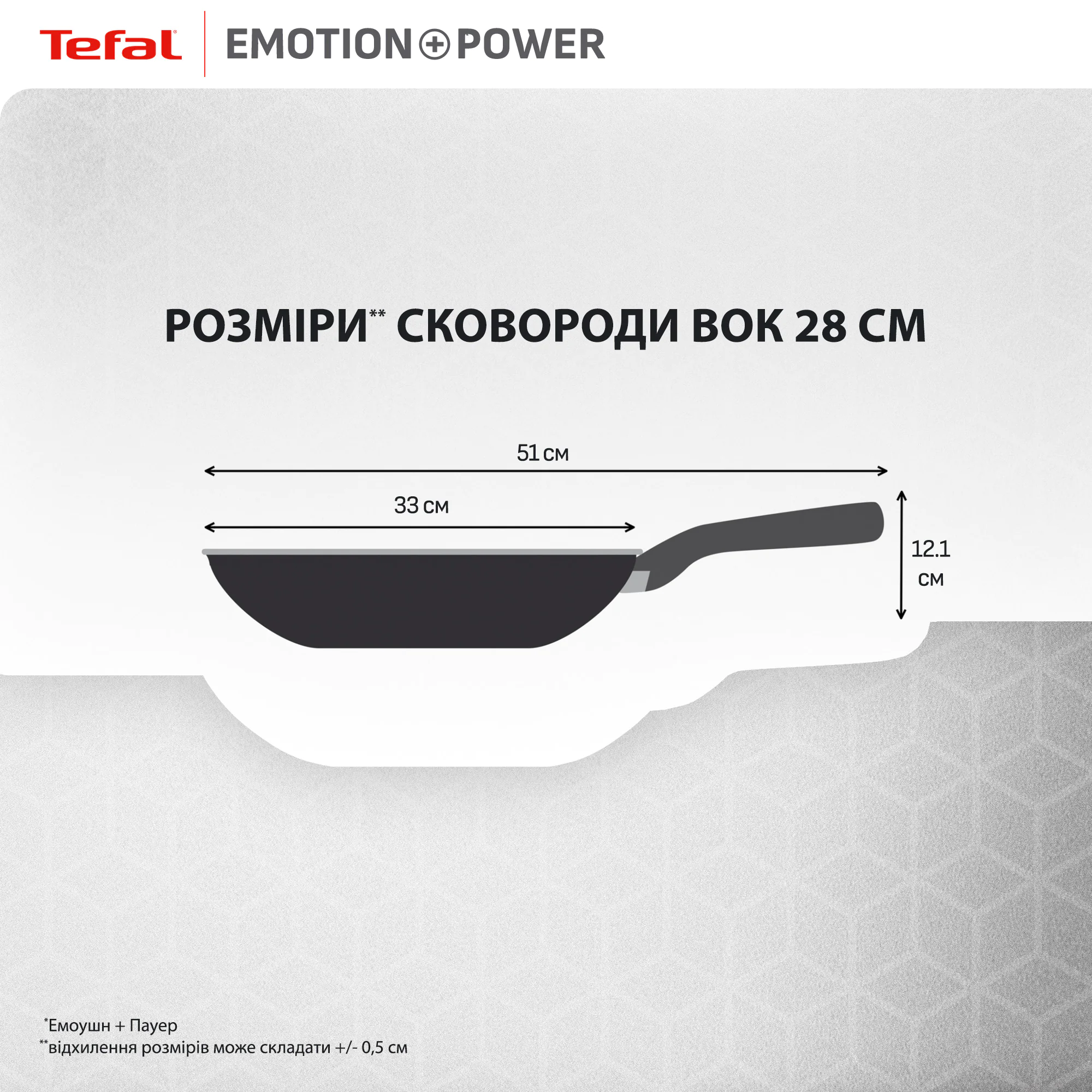 Сковорода ВОК з кришкою Tefal Emotion+ Power 28 см E3411655