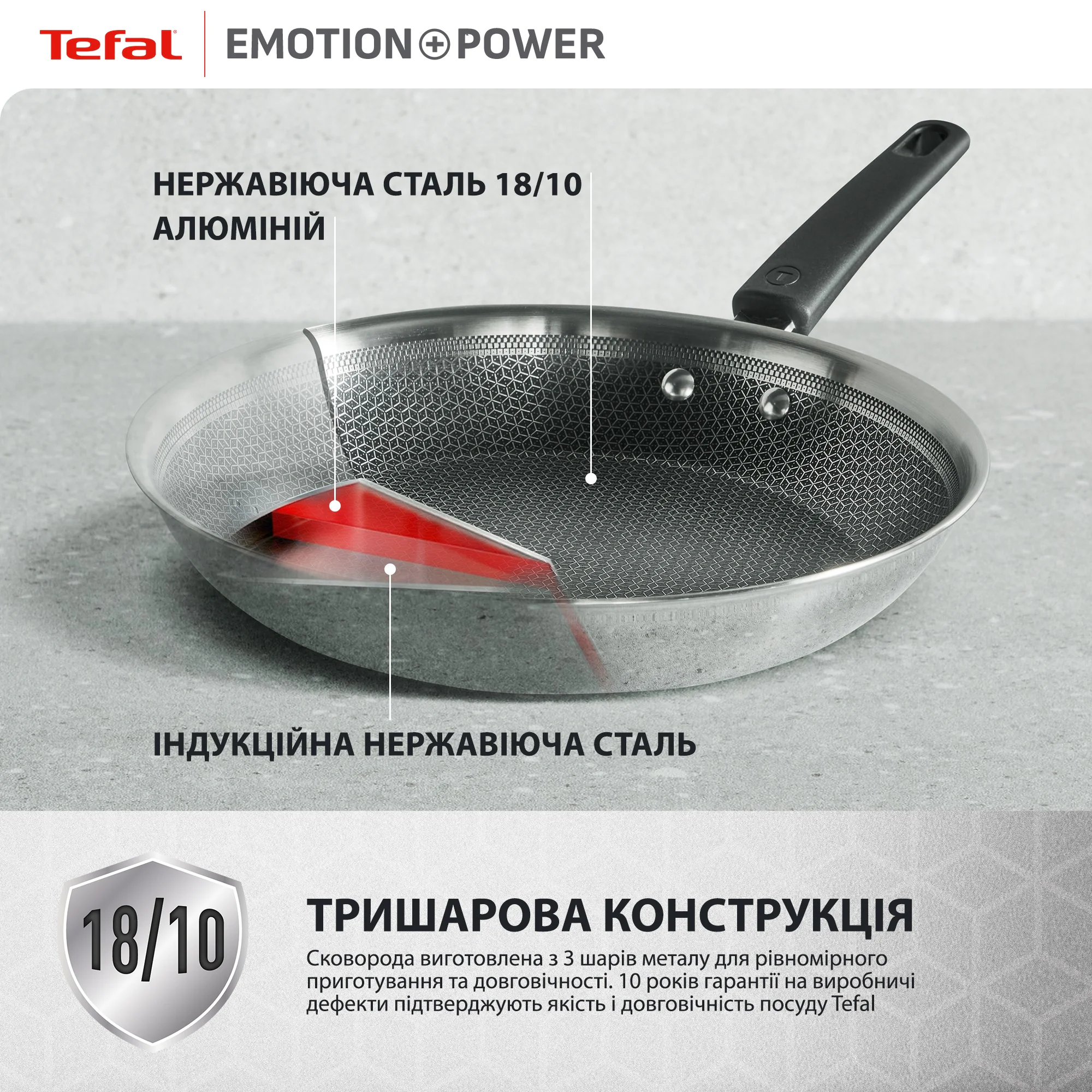 Сковорода з кришкою Tefal Emotion+ Power 28 см SET_E3410655