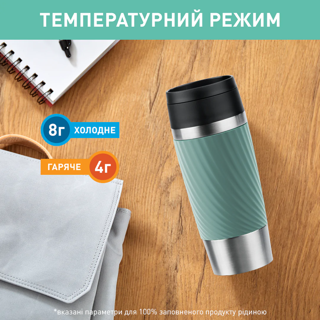 Термочашка 360 мл Tefal Travel Mug Classic Twist, Зелений N2024310