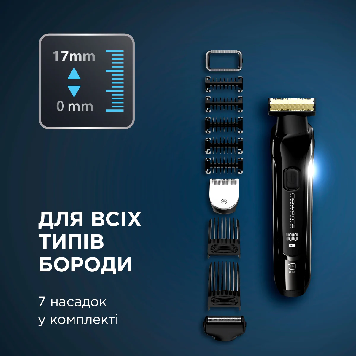 Тример для бороди та вусів Rowenta Forever Sharp Ultimate TN6200F4