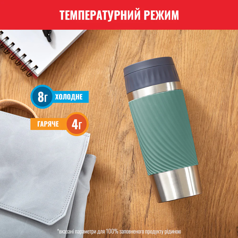 Термочашка 360 мл Tefal Easy Twist, колір зелений N2011710