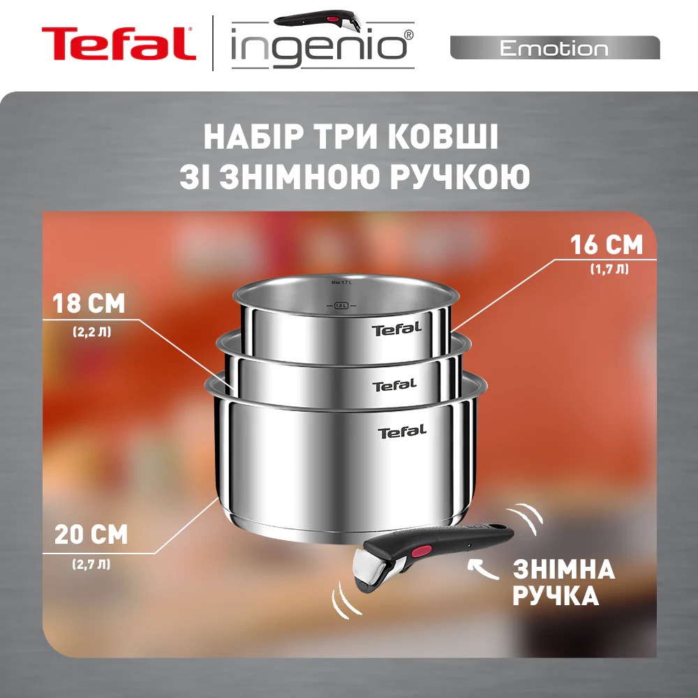 Набір посуду Tefal Ingenio Emotion 4 предмети L8964S55