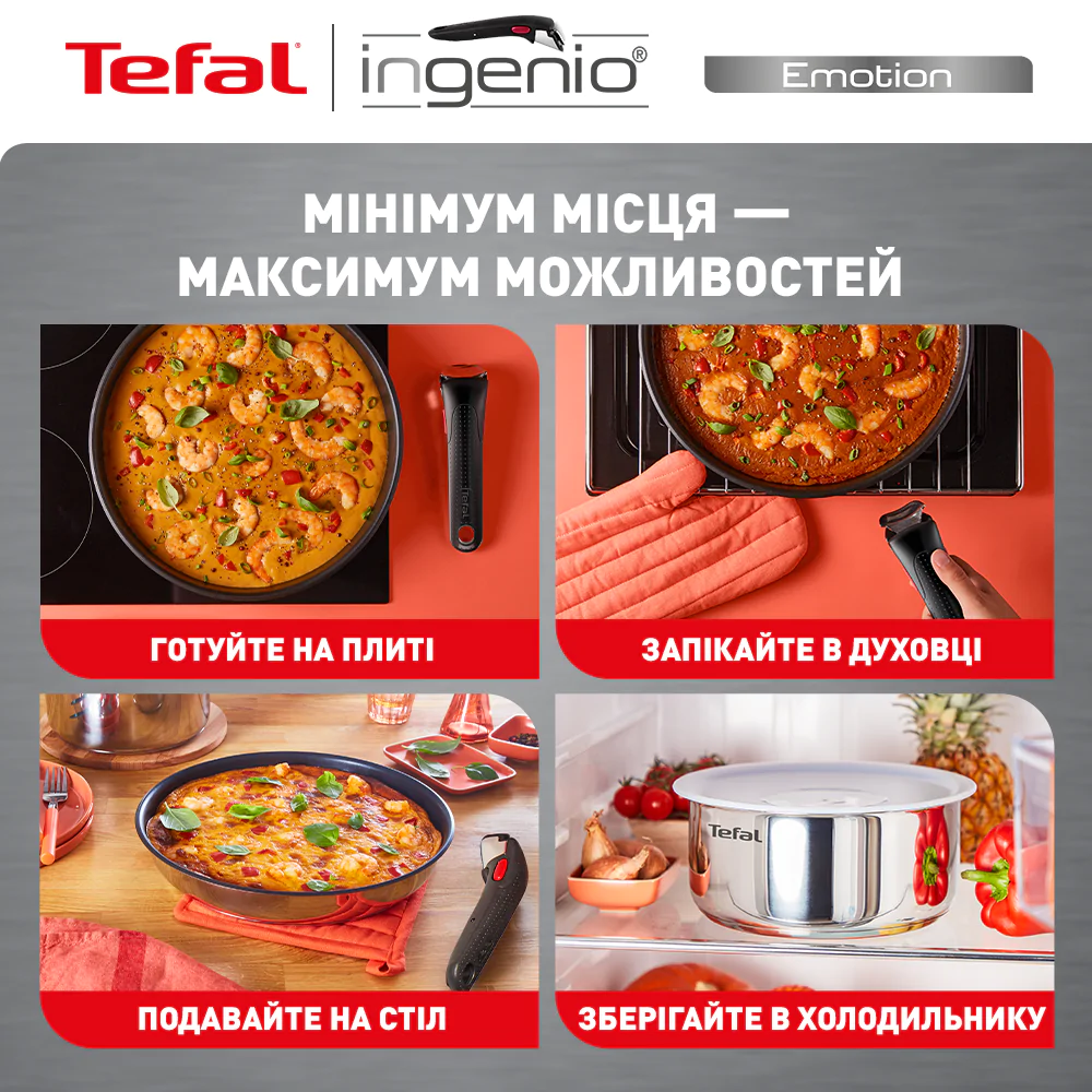 ᐉ Набір посуду Tefal Ingenio Emotion 13 предметів L897SD74